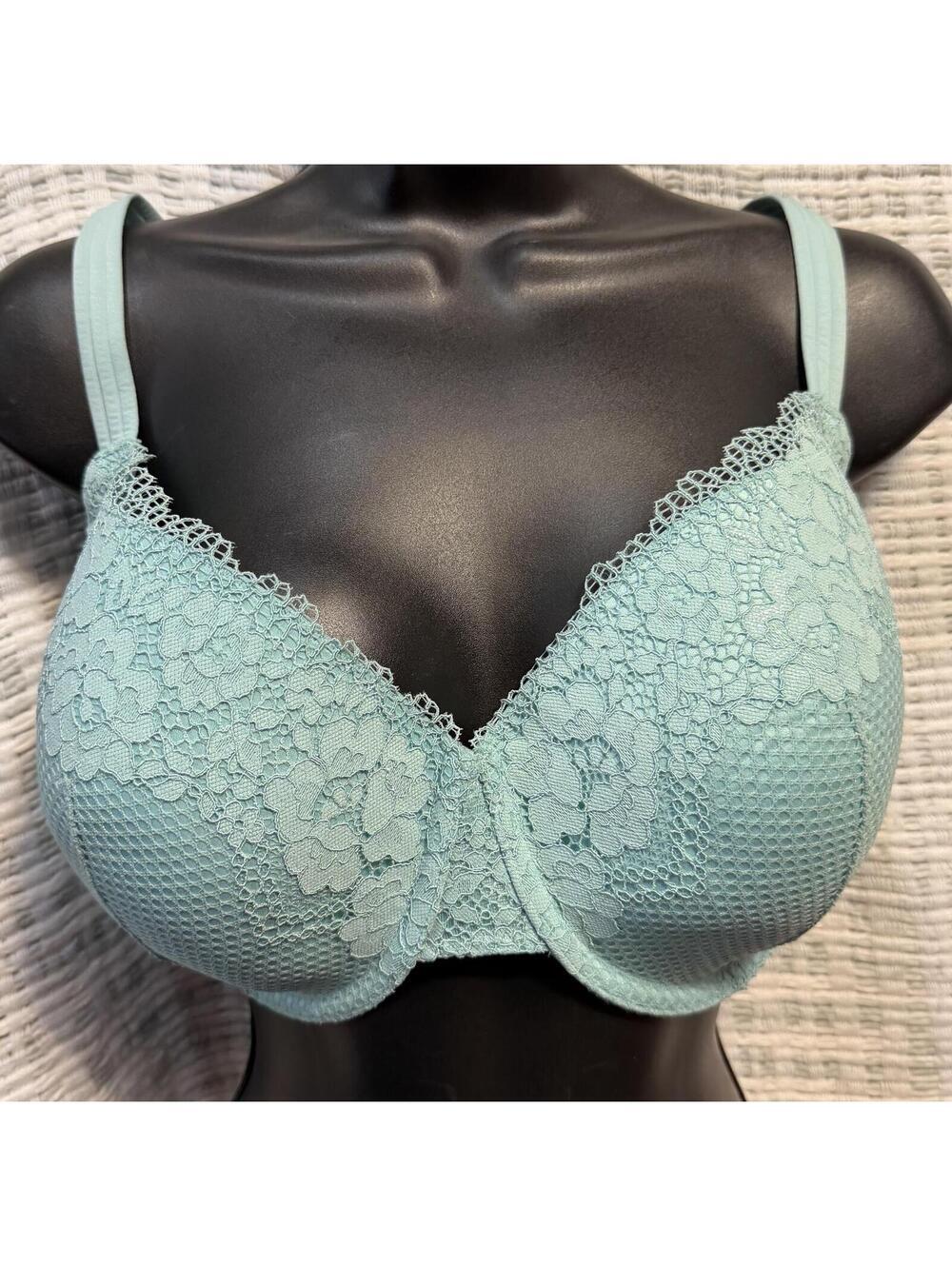 BRA Ambrielle Balconette Bra 38DDD Light Blue Lace Wired Lightly Padded